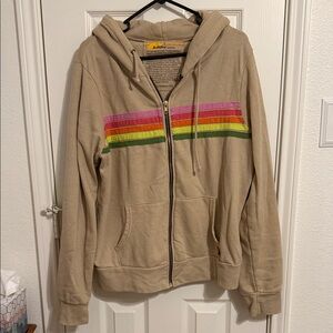 Aviator Nation Tan Zip-Up Hoodie